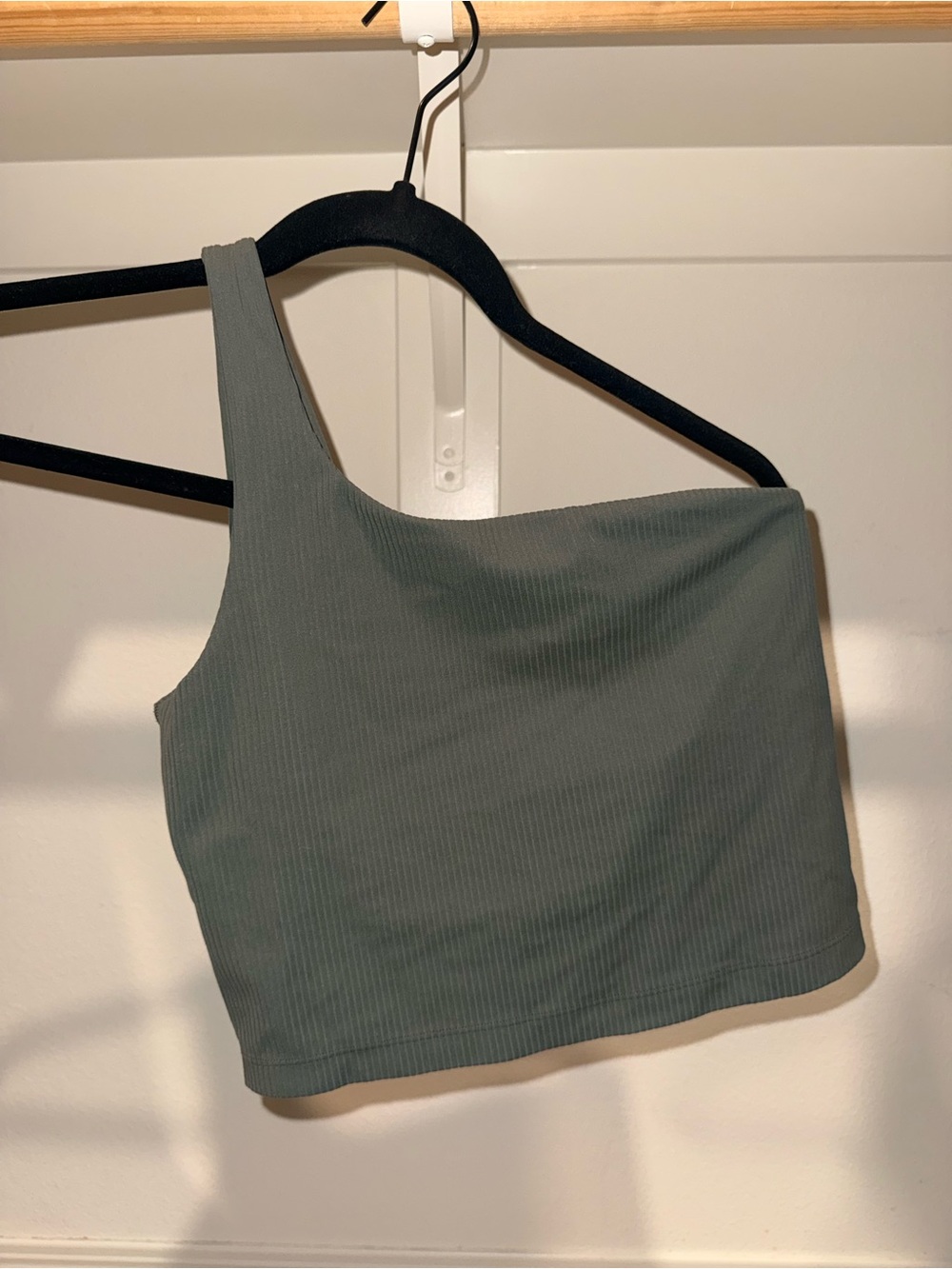lululemon athletica One-Shoulder Ribbed Crop Top in Sage